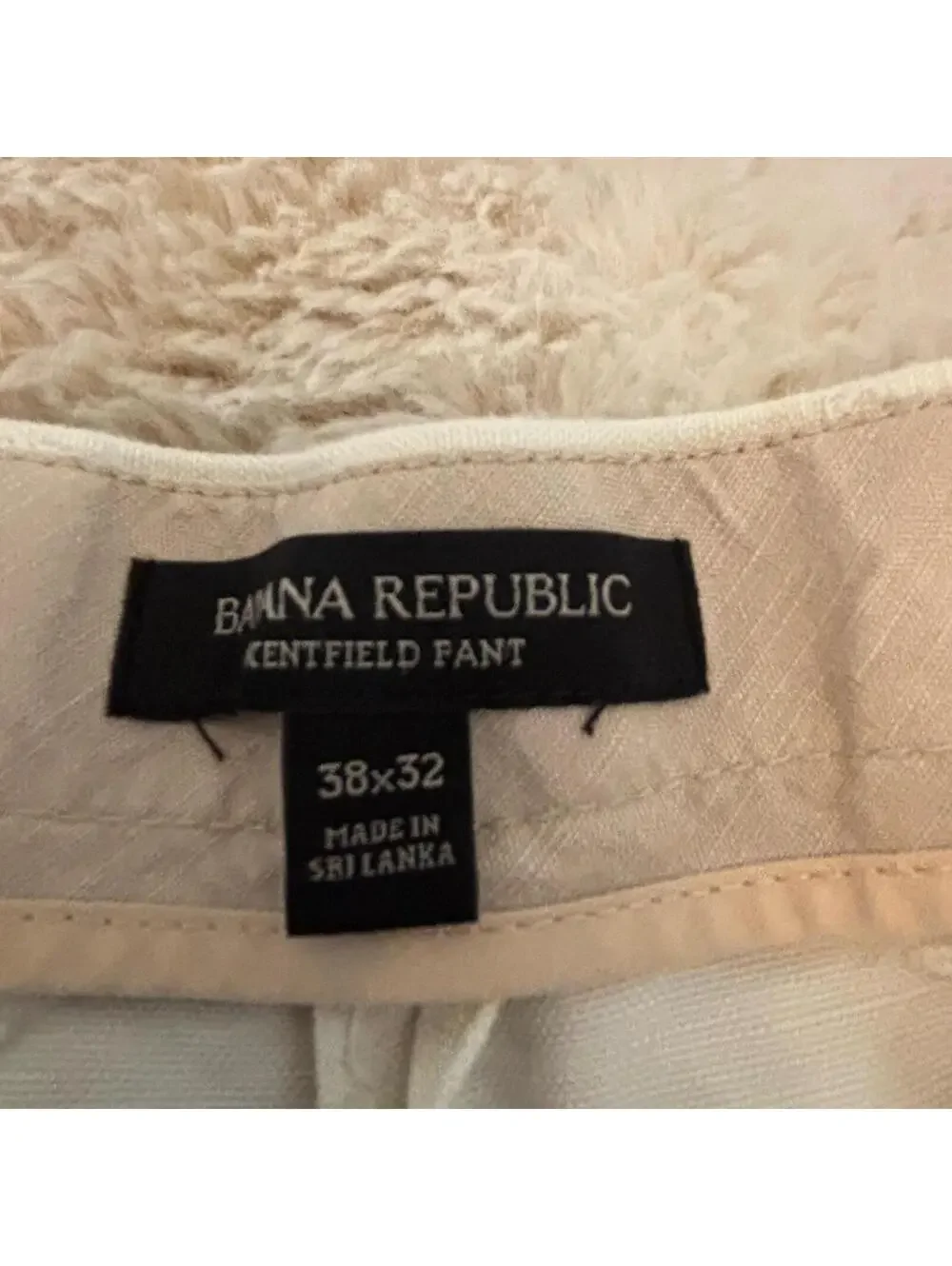 Banana Republic Emerson Linen Blend Pants 38x32 Ivory Flat Front